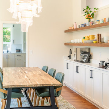 Dining Area with Statement Lighting & Open Shelving