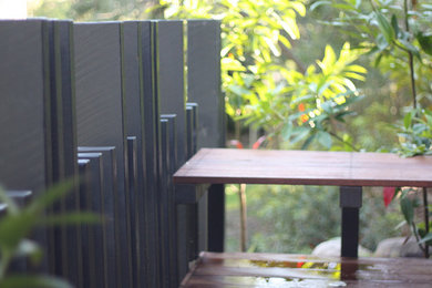 Design ideas for a contemporary backyard garden in Brisbane.