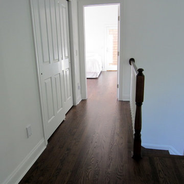 SAG HARBOR: RED OAK INSTALLED IN NEW EXTENSION/REFINISH ENTIRE HOME DARK WALNUT