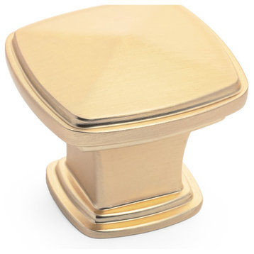 Diversa Hardware Traditional Brushed Gold Cabinet Hardware, Square Knob