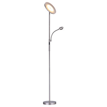 Artiva USA Slim LED Torchiere Floor Lamp, Satin Nickel
