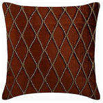 The HomeCentric - Orange Decorative Pillow Cover, Gold Bead 16"x16" Velvet, Sumac Gold - Sumac Gold is an exclusive 100% handmade decorative pillow cover designed and created with intrinsic detailing. A perfect item to decorate your living room, bedroom, office, couch, chair, sofa or bed. The real color may not be the exactly same as showing in the pictures due to the color difference of monitors. This listing is for Single Pillow Cover only and does not include Pillow or Inserts.