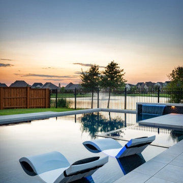 The Colony, TX - Modern Linear Pool and Fire Pit