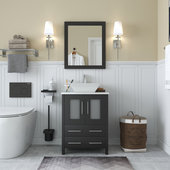 Esprit Bathroom Pedestal Vanity Set - Espresso w/ Smoke Glass Vessel Sink