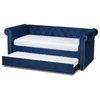Janelle Contemporary Velvet Upholstered Daybed With Trundle, Royal Blue