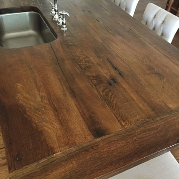 Antique White Oak Barnwood Kitchen Island
