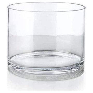 Set of 6 Clear Glass Cylinder Vase, 8"x6"
