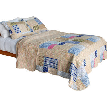 Classic Plaids Cotton 3PC Vermicelli-Quilted Printed Quilt Set Full/Queen Size
