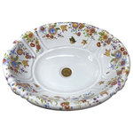 Atlantis Porcelain Art, Corp. - AP-1500 "SCHUMANN FLOWERS" Hand painted drop-in bathroom sink. - "SCHUMANN FLOWERS" Shown on AP-1500 Cambridge drop-in bathroom sink. You can customized the colors to your specific décor.