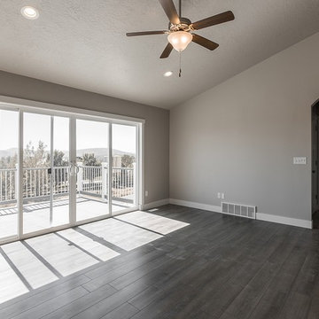 Roanoke New Home Design Open Family Room with 12' Sliders