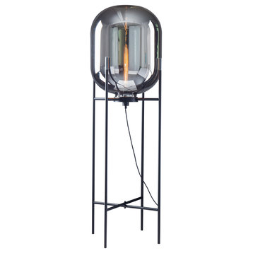 BETHEL INTERNATIONAL DU113SMK 1-Light Floor Lamp,Matte Black