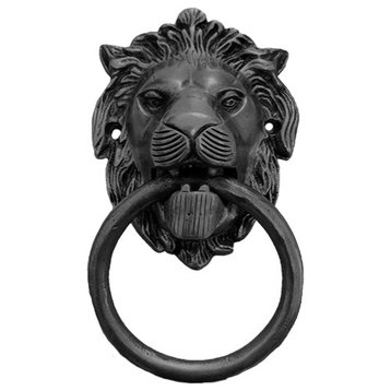 7" Lion Head Door Knocker, Oil Rubbed Bronze Un-Lacquered