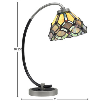 1-Light Desk Lamp, Graphite/Matte Black Finish, 7" Grand Merlot Art Glass