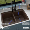 Karran Drop-In Quartz 34" 1-Hole 50/50 Double Bowl Sink Kit, Brown