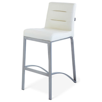 Lynx Counter Height Contemporary Stool With Metal Base, Cream