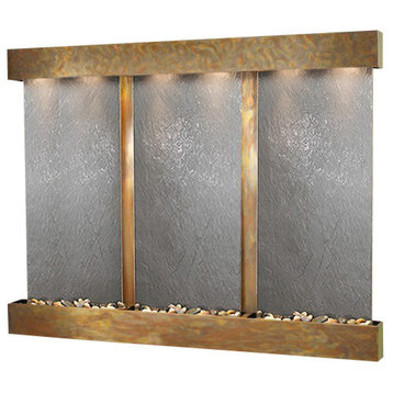 Olympus Falls Wall Fountain, Rustic Copper, Black Featherstone, Square Frame
