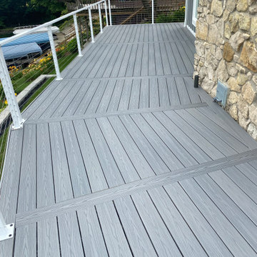 Cable railing with Timbertech composite decking.