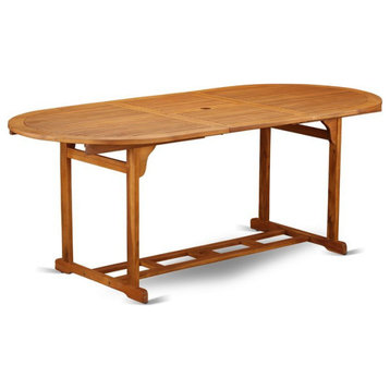 East West Furniture Beasley Wood Patio Dining Table in Natural Oil