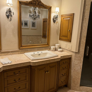 Refinished Bathroom Cabinets with Custom Faux Finish