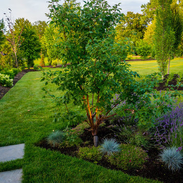 Entertain in this Backyard Landscape with Patio & Firepit: Perfect for Families!