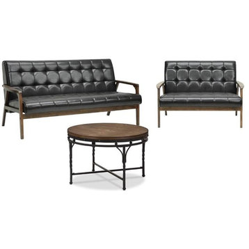 3 Piece Sofa Set with Sofa and Loveseat with Coffee Table