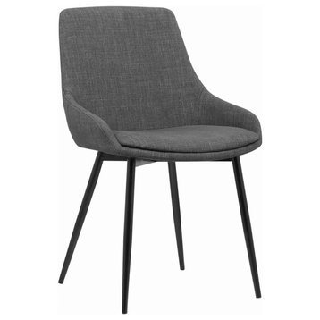 Benzara BM155594 Fabric Upholstered Dining Chair with Metal Legs, Black/Gray