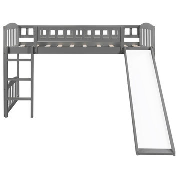Gray Twin Traditional Manufactured Wood and Solid Wood Bunk Bed