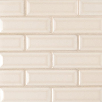 Antique White Glossy 2x6 Bevel Ceramic Subway Tile, 10 Sheets