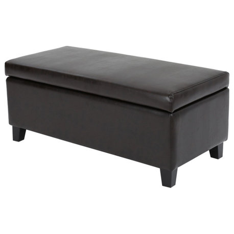 GDF Studio Breanna Contemporary Storage Ottoman, Espresso Brown Leather