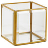 Serene Spaces Living Beveled Glass Gold Hurricane with Mirror Bottom, In 4 Shape