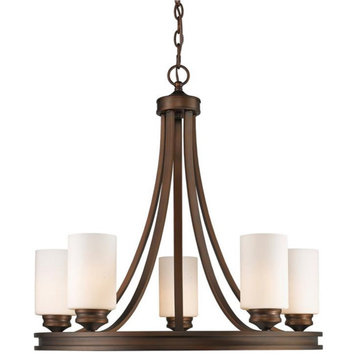 Hidalgo 5-Light Chandelier in the Sovereign Bronze with Opal Glass