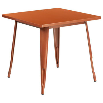 Bowery Hill 31.5" Square Metal Dining Table in Copper