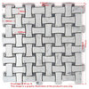 Carrara White Marble DogBone Basketweave Mosaic Tile Grey Dots Honed, 1 sheet