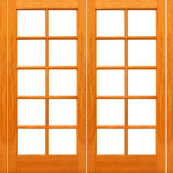 Pre-hung Red Oak-10-lite French Red Oak Wood IG Glass Double Door Sidelights - Patio Doors