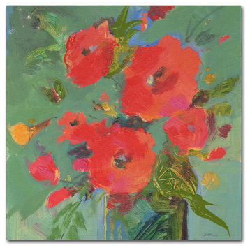 Sheila Golden 'Crimson Bouquet' Canvas Art, 35"x35"