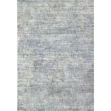Dynamic Rugs Savoy 3574 Solid Color Rug, Silver/Blue/Beige, 2'2"x7'7" Runner