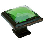 Cosmas - Cosmas 5883ORB-EM Oil Rubbed Bronze and Emerald Glass Square Cabinet Knob - Manufacturer: Cosmas
