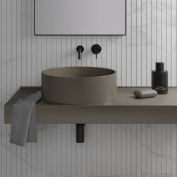 Nuvo Grigio Earth Round Countertop Stone Basin 450mm - Bathroom Sinks