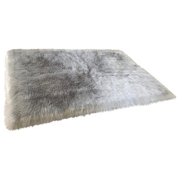 Super Soft Faux Sheepskin Silky Shag Rug, Gray, 10'x14'