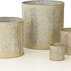French Market 19489 4-Pack Fluted Faux Galvanized Buckets - Baskets