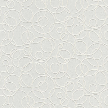 4000-1045-19 Artemisia White Circles Paintable Wallpaper Expanded Vinyl