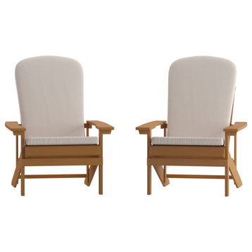 Teak Chairs-Cream Cushions, Set of 2