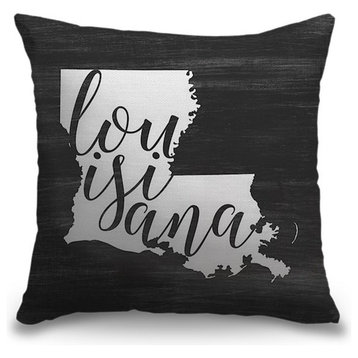 "Home State Typography - Louisiana" Outdoor Pillow 16"x16"