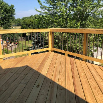 Multi-level Wood Deck with Aluminum Spindles by Lake Zurich, IL Wood Deck Builde
