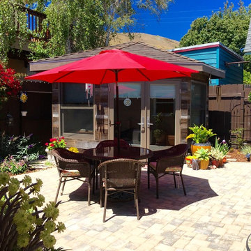 She Shed on site, landscaping design for sustainability and water conservation w