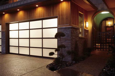 Trendy two-story wood house exterior photo in Houston