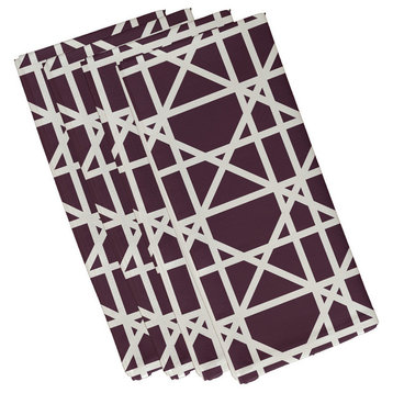 Trellis Geometric Print Napkin, Purple, Set of 4