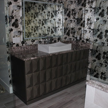 Custom Geometric Vanity & Matching Window Seat
