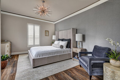 Inspiration for a contemporary master bedroom remodel in Sacramento with blue walls