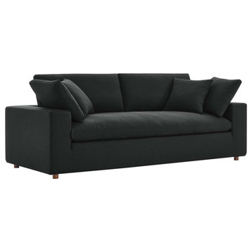 Modway Commix Upholstered Modern Fabric & Wood Sofa in Black